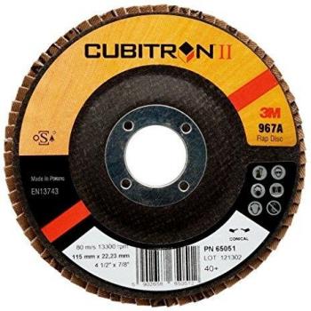 3M Cubitron II Disco de láminas 967A, 115mm, 40, Cónico, 1/Caja