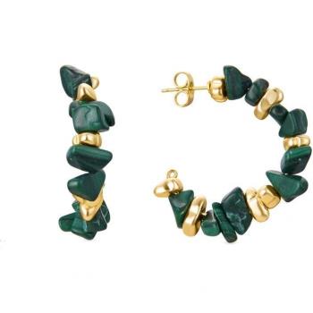 Pendientes Luxenter Anora de Malaquita con baño de oro amarillo de 18K