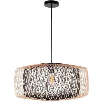Lámpara Colgante de Techo Regulable en Altura de Bambú Natural y Negro Ø59 cm E27