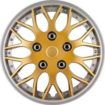 Juego de 4 Tapacubos AutoStyle PP 9704SG 14 Pulgadas Oro/Borde Plateado