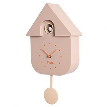 Reloj de Cuco Fisura Beige con Dial Naranja - Reloj Pared Original, 21.5x8x41.5 cm, Plástico ABS, 3 Pilas AA no Incluidas