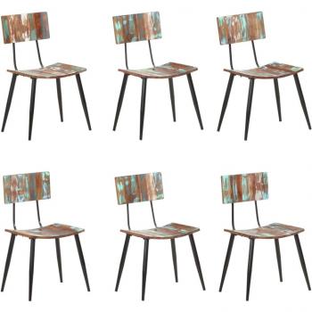 Sillas de comedor de madera maciza reciclada (6 unidades)