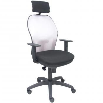 Silla de Oficina Jorquera Malla Gris Asiento Bali Negro con Cabecero Regulable