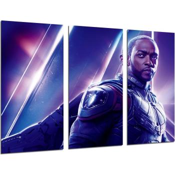 Set de 3 Cuadros Decorativos de Superhéroes Marvel - Sam Wilson (Falcon) y Los Vengadores: La Guerra Infinita, Impresión Digital sobre Madera
