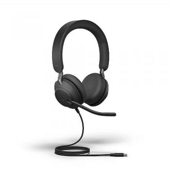 Jabra Evolve2 40 SE USB-C MS Stereo Wired Noise-Canceling Headset with 3-Microphone Technology - Black