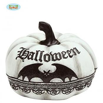 Calabaza blanca con Murciélago de 12x15 cm de Halloween