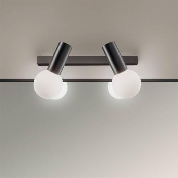 Aplique de baño Mist 2 luces negro con acabado en cristal y acero blanco opal