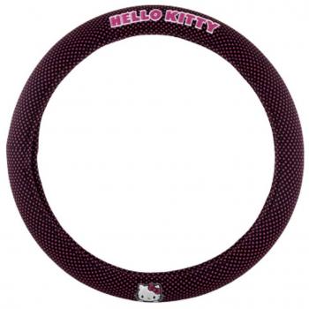 HELLO KITTY KIT3018 Funda de Volante Detalles Coche Universal, Negro/Rosa