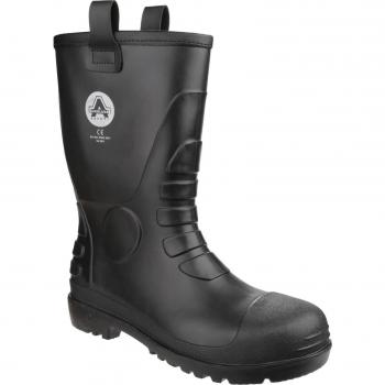 Amblers Safety FS90 Waterproof PVC Rigger Safety Boots Black Size 8