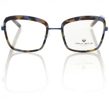 Frankie Morello Blue Metallic Fibre Frames, Square Eyeglasses, Havana Blue Pattern, Multicolor female, Size: ONE SIZE