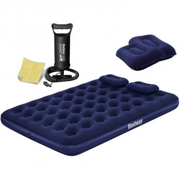 Colchón Hinchable Doble Bestway 203x152x22 cm con Inflador y 2 Almohadas
