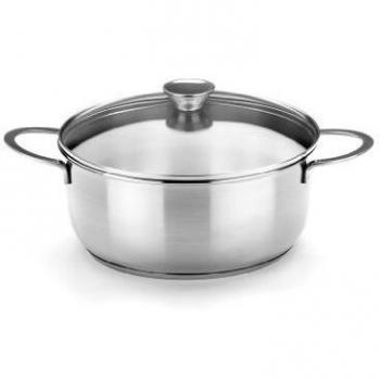 BRA Braisogona_A390351 Ancora - Cacerola, 16 cm, Acero Inoxidable 18/10, con Tapa de Cristal