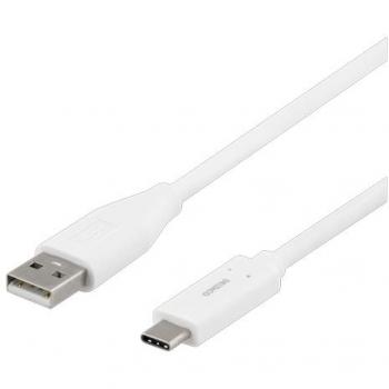 Cable USB 2.0 a USB-C Deltaco - 1m/3A - Blanco