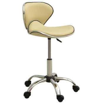 Silla de oficina de cuero sintético crema ajustable y confortable para escritorio