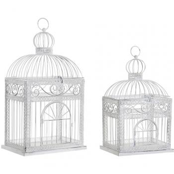 Jaula set 2 metal 28x20x54 decapé blanco