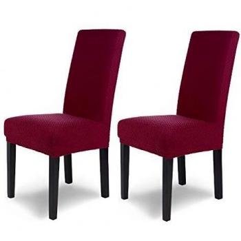 SCHEFFLER-Home Luna 2 Fundas de sillas, Estirable Cubiertas, Chenilla extraíble flexibel Funda con Banda elástica, Rojo