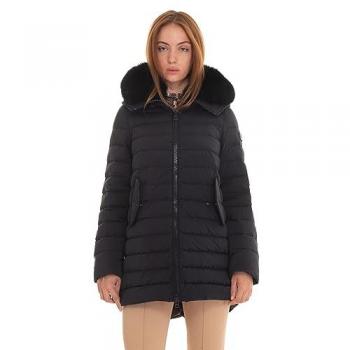 Peuterey Women's Black Fur Trim Down Parka Coat Size M
