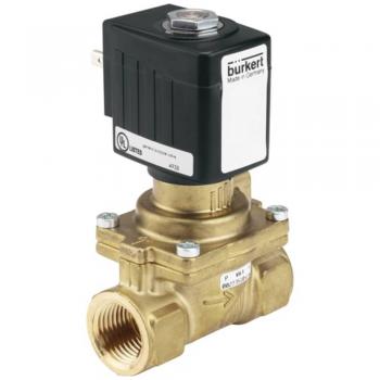 Burkert 6281 EV Brass Solenoid Valve G 1/2 NO, 230V AC, NBR Seal, Pressure Range 0.2-16bar