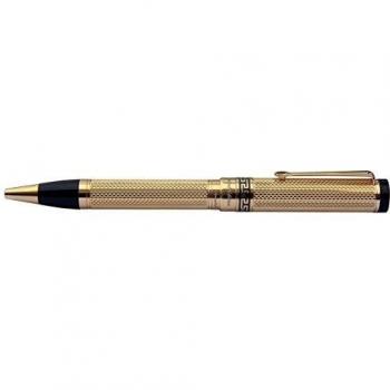 Xezo Tribune - Bolígrafo de bola de punta mediana con mecanismo de giro, y chapado en oro de 18 quilates. Grabado de talla de diamante. Exquisito grabado a mano. Número de serie.