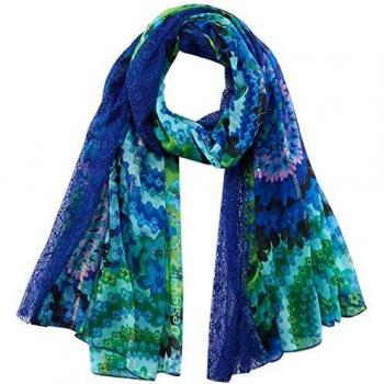Desigual FOU_Galactic Hypnotic Bufanda, Azul, U para Mujer