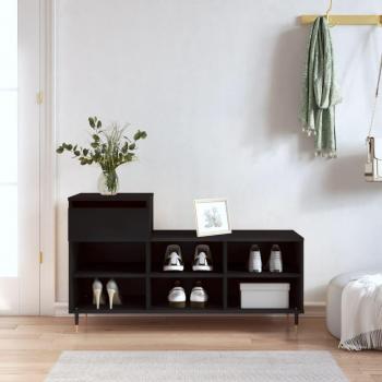 Zapatero negro 102x36x60 cm madera multicapa Vidaxl - Mueble zapatero madera contrachapada negro