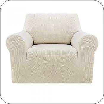 UMI. by Amazon Funda Sofa Suave Elastica de Color Liso 1 Plaza Blanco