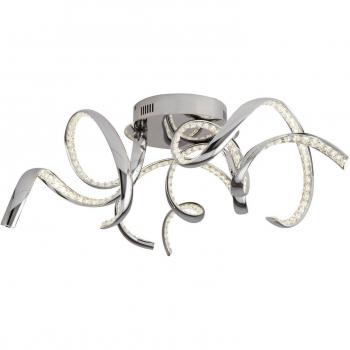 Plafón LED integrado Twirls Glass, metal Cromo, Transparente 3 bombillas 25cm