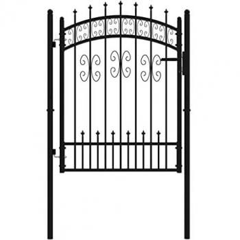 Puerta de valla punta lanza acero recubierto negro 103x175cm