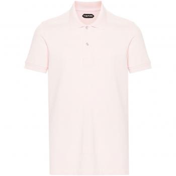 Tom Ford Men's Piquet Cotton Polo Shirt in Powder, Size 54, JPS002JMC007S23DP013, Pink, 2XL