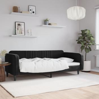 Cama de día terciopelo negro 90x190 cm