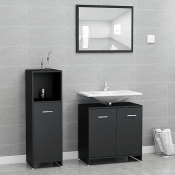 Conjunto de muebles de baño 3 piezas en madera de ingeniería negro