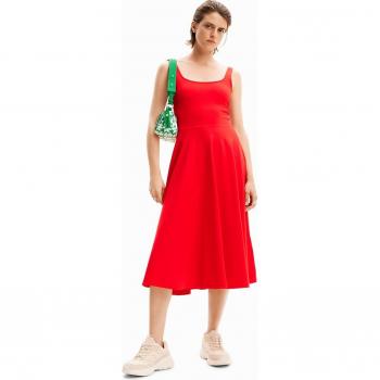 Vestido midi liso tirantes rojo de Desigual