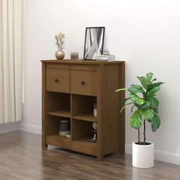Aparador de madera maciza de pino marrón miel 70x35x80 cm