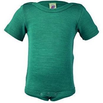 Body de bebé Engel de manga corta en merino y seda, color turquesa, talla 86/92