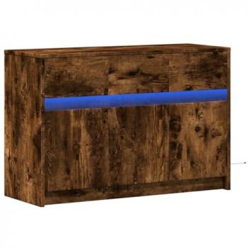Mueble de TV LED madera ingeniería roble ahumado 91x34x61 cm