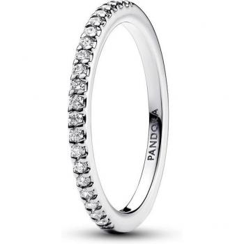 Anillo Pandora de Plata con Banda Brillante y Detalle Elegante
