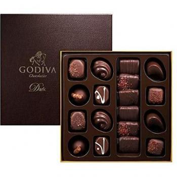 Godiva, Connoisseur bombones surtidos chocolate negro 18 piezas, 195g