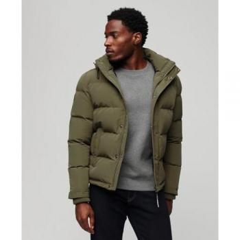 Chaqueta Puffer Everest Short Verde Superdry para Hombre, Talla L, con capucha