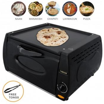 Horno Tandoor Mini Eléctrico 13L 2100W para Pizza, Chapati, Roti y Naan - Negro
