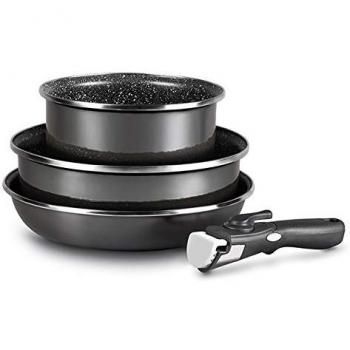 Magefesa K2 Cristal Juego 3 Piezas con Mango Extraible Extra, Acero esmaltado, Efecto Espejo