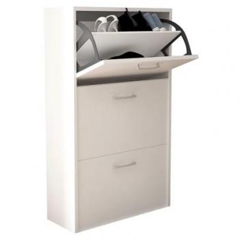 Zapatero de interior con 3 puertas y doble compartimento en madera Ilenia - gris