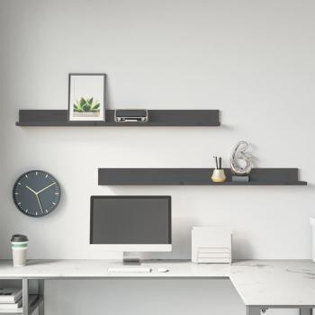 Estantes de pared vidaXL 2 uds madera de pino 110x11x9 cm en Gris, Marrón miel y Negro - Mueble de Almacenaje Estantería para Oficina, Estudio y Dormitorio