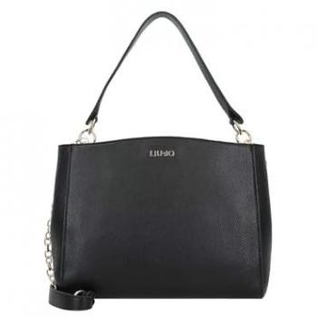 Liu Jo Jorah Chain Shoulder Bag with Double Zip Compartments, Black, Female, Size: ONE SIZE