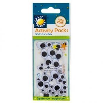 Craft Planet- Pegatinas de Ojos ondulados, Color Negro y Blanco