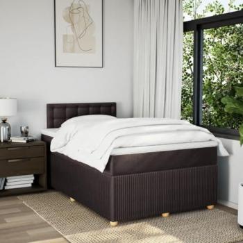Cama Box Spring con colchón de tela marrón oscuro 120x200 cm