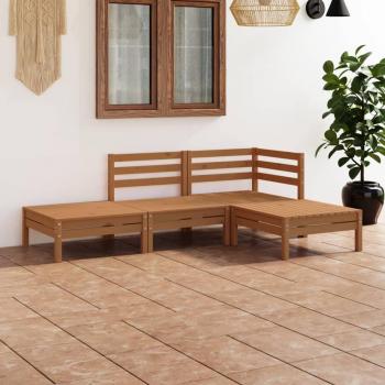 Conjunto de Muebles de Jardín 4 Piezas en Madera Maciza de Pino Color Marrón Miel