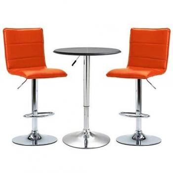 vidaXL Set Mesa Alta y Taburetes de Bar 3 Piezas Cuero Sintético Hogar Jardín Salón Cocina Bricolaje Decoración Diseño Estilo Mobiliario Muebles Negro