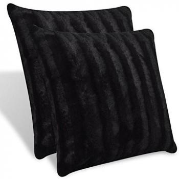 vidaXL 2 almohadas decorativas negras de piel artificial, 45 x cm