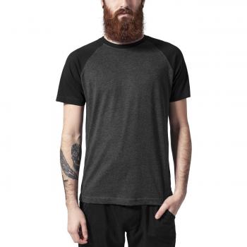 Urban Classics Men's Raglan Contrast T-Shirt - Charcoal/Black - Sizes S to XXL