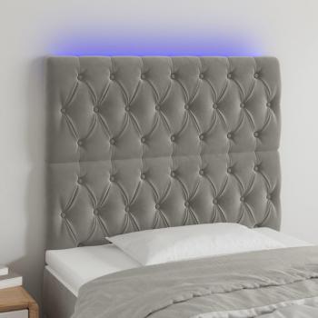 Cabecero LED Terciopelo Gris Claro 100x7x118/128 cm con luces LED